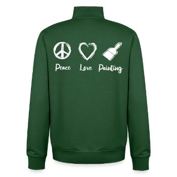 Peace Love Painting - Unisex Organic Zip Sweatshirt by Stanley/Stella - bottle green - Back - AI Model Male 185 dark (185cm)