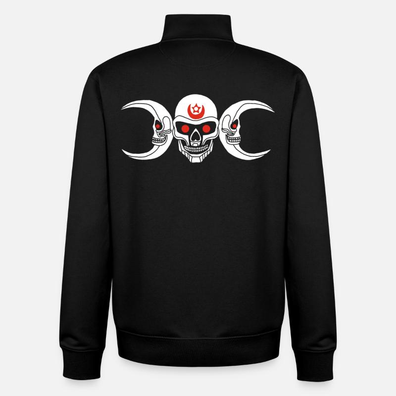 Crâne lunatique blanc - Sweat zippé unisexe en coton bio Stanley/Stella - noir