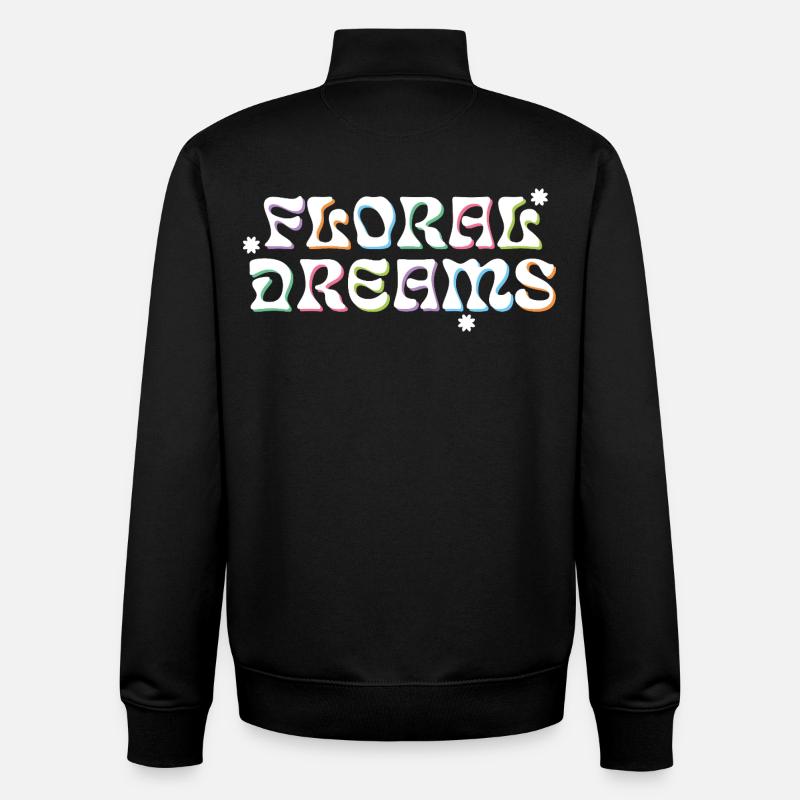 Floral Dreams Retro Style - Unisex Organic Zip Sweatshirt by Stanley/Stella - black