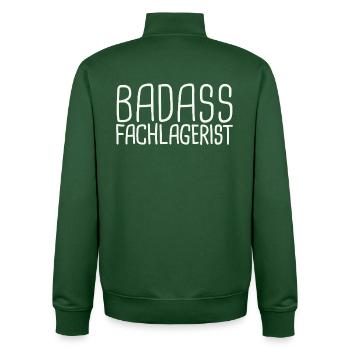 Fachlagerist Badass - Unisex Organic Zip Sweatshirt von Stanley/Stella - Flaschengrün - Hinten - AI Model Male 185 dark (185cm)
