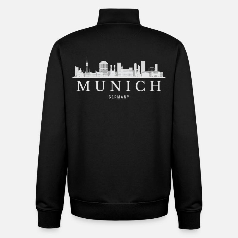 Münchner Skyline, München, Deutschland - Unisex Organic Zip Sweatshirt von Stanley/Stella - Schwarz