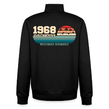 57th Birthday 1968 Vintage 1968 Retro Sunset - Unisex Organic Zip Sweatshirt by Stanley/Stella - black - Back - AI Model Male 185 light (185cm)