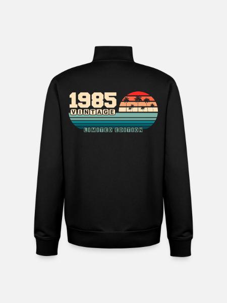 40-års fødselsdag 1985 Vintage 1985 Retro Solnedgang - Stanley/Stella unisex sweatshirt med lynlås i økologisk - sort