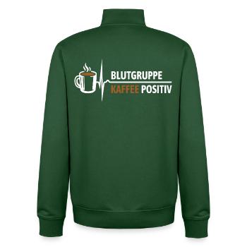 Blood type coffee positive - your pulse rises - Unisex Organic Zip Sweatshirt by Stanley/Stella - bottle green - Back - AI Model Male 185 dark (185cm)