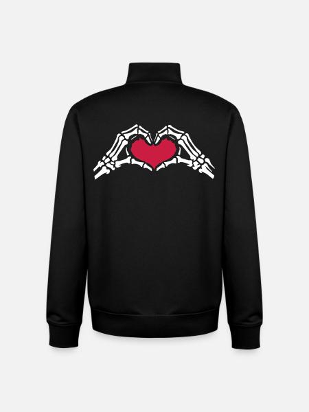 Skeleton Hands Heart Love Valentine's Day - Unisex Organic Zip Sweatshirt by Stanley/Stella - black