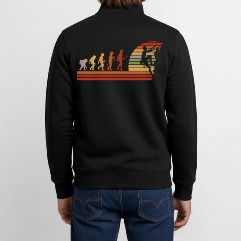 Evolution des Kletterns Retro Design Unisex Organic Zip Sweatshirt von Stanley/Stella