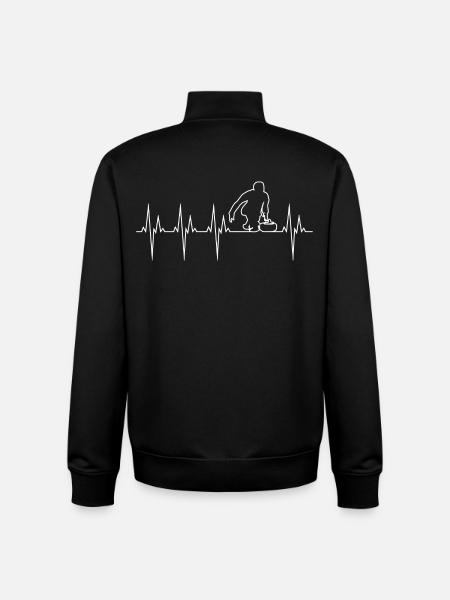 Curling électrocardiogramme ECG - Sweat zippé unisexe en coton bio Stanley/Stella - noir