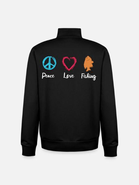 Peace Love Fishing - Unisex Organic Zip Sweatshirt by Stanley/Stella - black