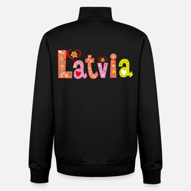 Personalized Latvia Name - Unisex Organic Zip Sweatshirt by Stanley/Stella - black