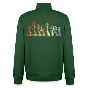 Vintage Schachfiguren Skizze - Unisex Organic Zip Sweatshirt von Stanley/Stella - Flaschengrün - Hinten - AI Model Male 185 dark (185cm)