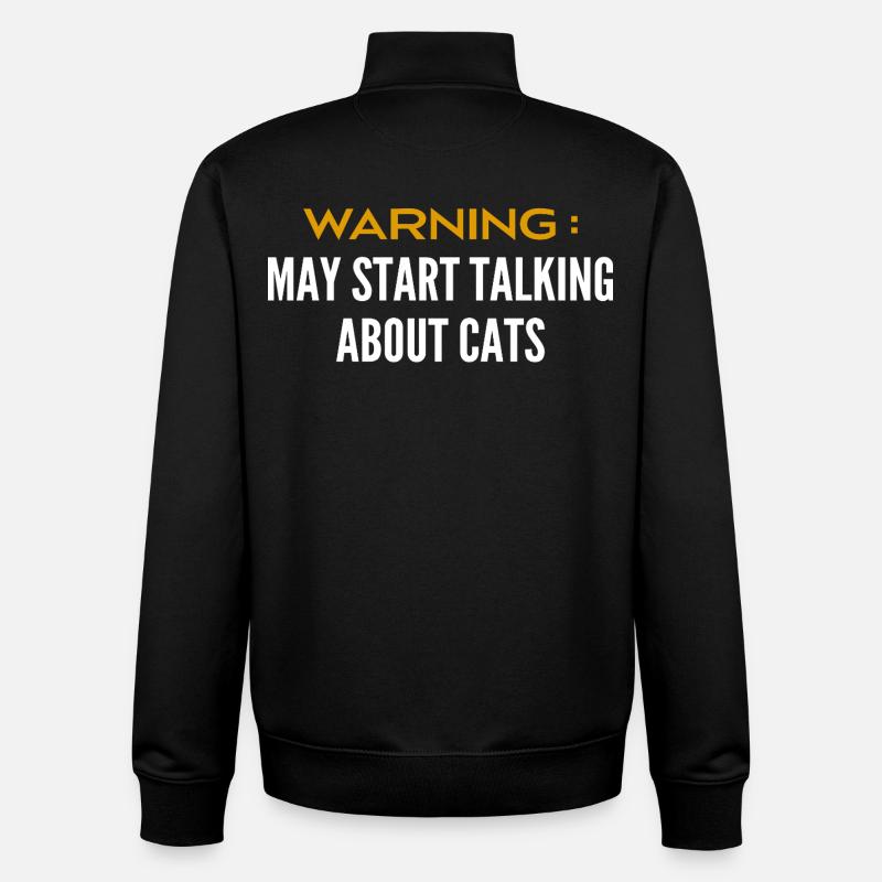 Attention peut parler de chats - Sweat zippé unisexe en coton bio Stanley/Stella - noir