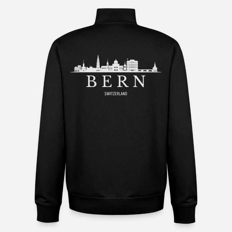 Bern skyline, Bern Switzerland - Unisex Organic Zip Sweatshirt by Stanley/Stella - black