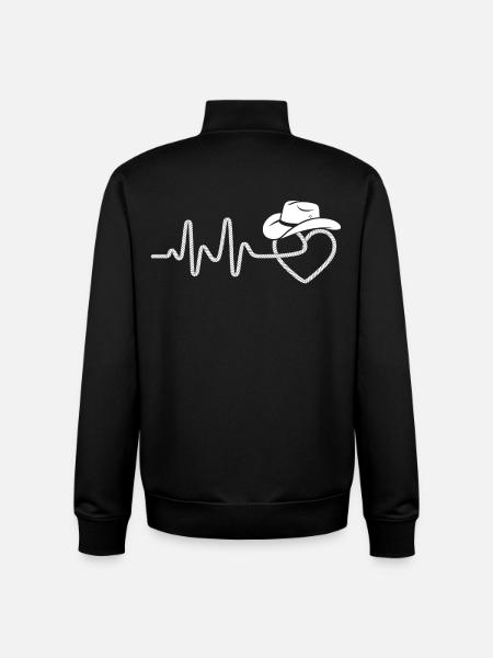 Heartbeat with cowboy hat - Unisex Organic Zip Sweatshirt by Stanley/Stella - black