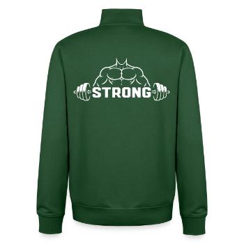 Strong Fitness Muskel Gym Hantel Design - Unisex Organic Zip Sweatshirt von Stanley/Stella - Flaschengrün - Hinten - AI Model Male 185 dark (185cm)