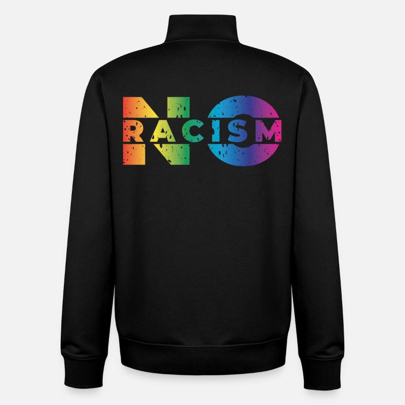 Pas de racisme - Sweat zippé unisexe en coton bio Stanley/Stella - noir