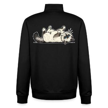 Chat Gris Tigré en Maraude Portrait Chasseur - Sweat zippé unisexe en coton bio Stanley/Stella - noir - Dos - AI Model Male 185 light (185cm)