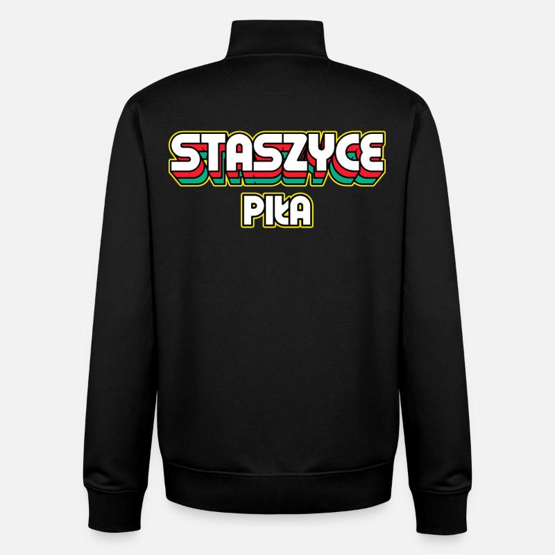 Staszyce Piła. Retro District Name - Unisex Organic Zip Sweatshirt by Stanley/Stella - black