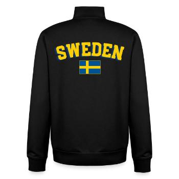 Retro Sport Typography Blau Gelb Fan Design - Unisex Organic Zip Sweatshirt von Stanley/Stella - Schwarz - Hinten - AI Model Male 185 light (185cm)