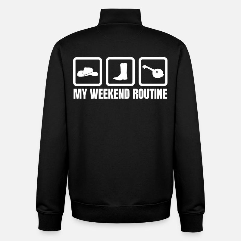 Banjo Weekend Routine - Unisex Organic Zip Sweatshirt by Stanley/Stella - black