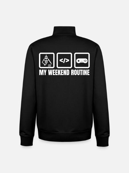 My Weekend Routine - Unisex Organic Zip Sweatshirt by Stanley/Stella - black