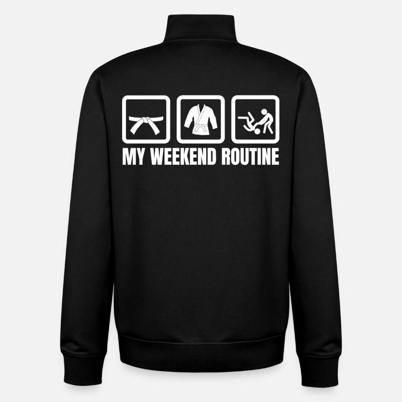 Week-end de judo - Sweat zippé unisexe en coton bio Stanley/Stella - noir