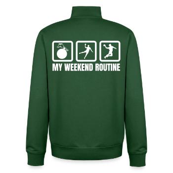 My weekend routine - Unisex Organic Zip Sweatshirt by Stanley/Stella - bottle green - Back - AI Model Male 185 dark (185cm)