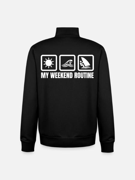 My weekend routine - Unisex Organic Zip Sweatshirt by Stanley/Stella - black