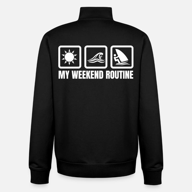 My weekend routine - Unisex Organic Zip Sweatshirt by Stanley/Stella - black