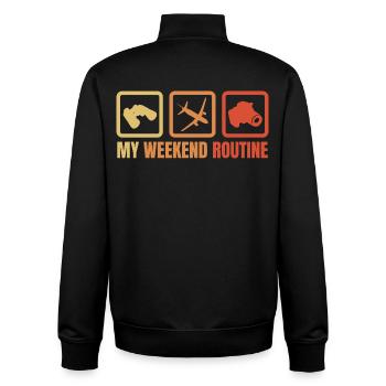 My weekend routine - Unisex Organic Zip Sweatshirt by Stanley/Stella - black - Back - AI Model Male 185 light (185cm)