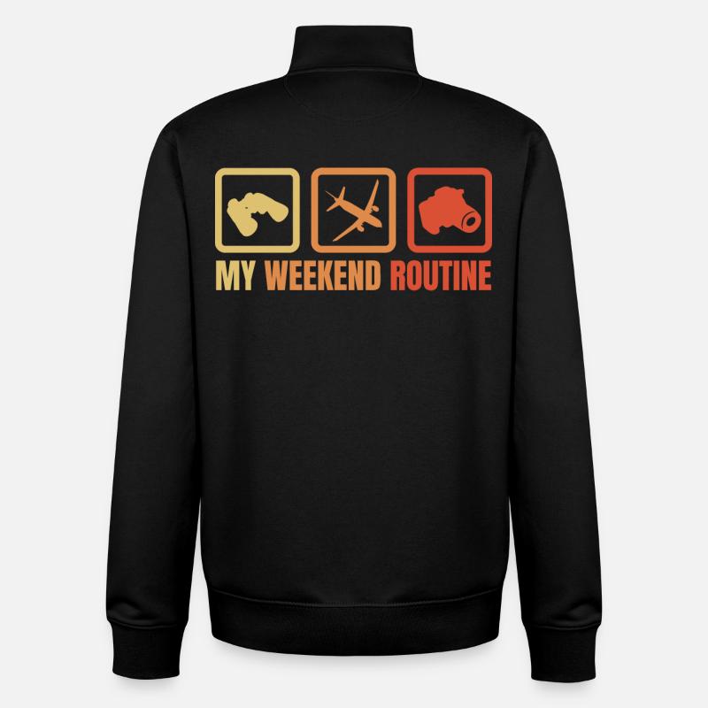 My weekend routine - Unisex Organic Zip Sweatshirt by Stanley/Stella - black