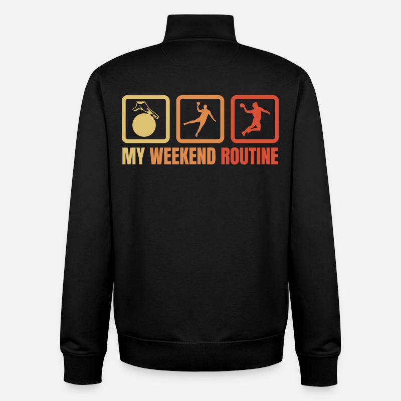 Week-end de handball - Sweat zippé unisexe en coton bio Stanley/Stella - noir