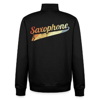 Vintage Saxophone - Sweat zippé unisexe en coton bio Stanley/Stella - noir - Dos - AI Model Male 185 light (185cm)