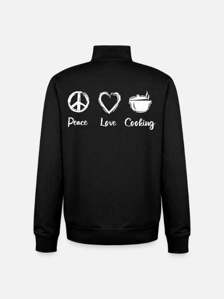 Peace Love Cooking - Unisex Organic Zip Sweatshirt by Stanley/Stella - black