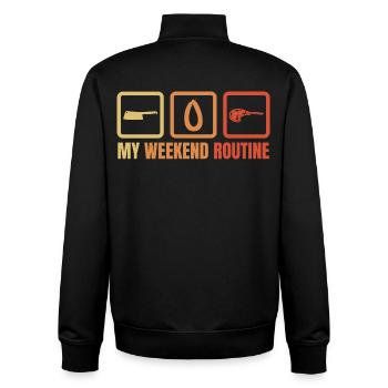Meine Wochenendroutine - Unisex Organic Zip Sweatshirt von Stanley/Stella - Schwarz - Hinten - AI Model Male 185 light (185cm)