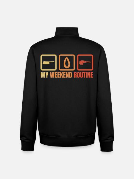 My Weekend Routine - Unisex Organic Zip Sweatshirt by Stanley/Stella - black