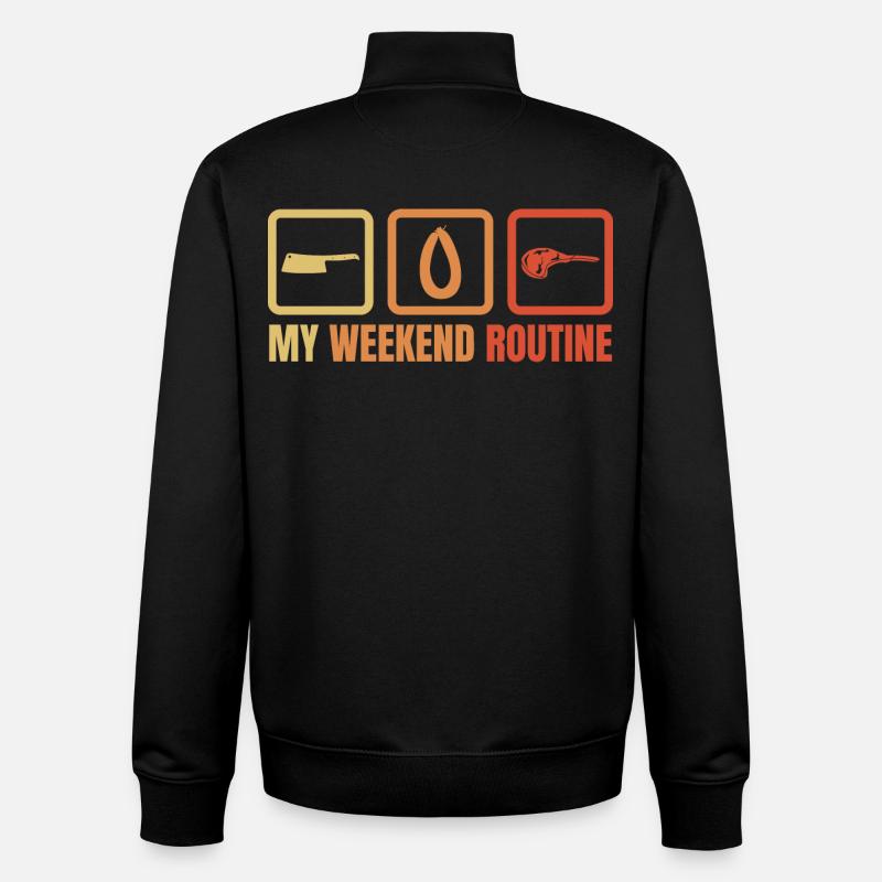 My Weekend Routine - Unisex Organic Zip Sweatshirt by Stanley/Stella - black