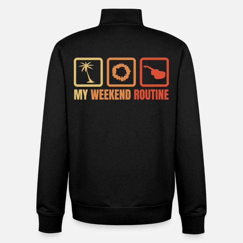 My Weekend Routine - Unisex Organic Zip Sweatshirt by Stanley/Stella - black