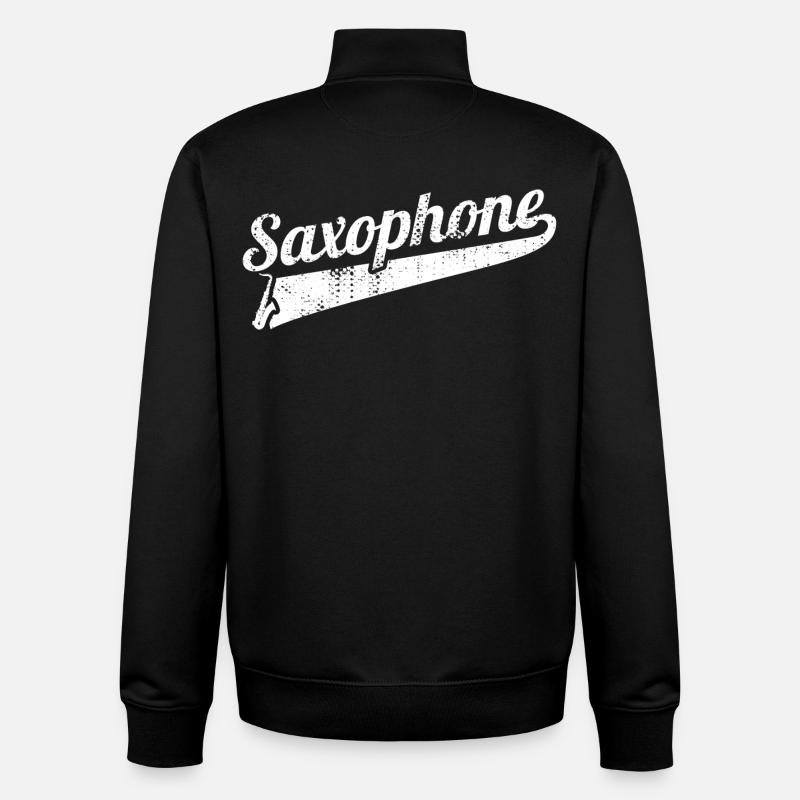 Saxophone drôle - Sweat zippé unisexe en coton bio Stanley/Stella - noir