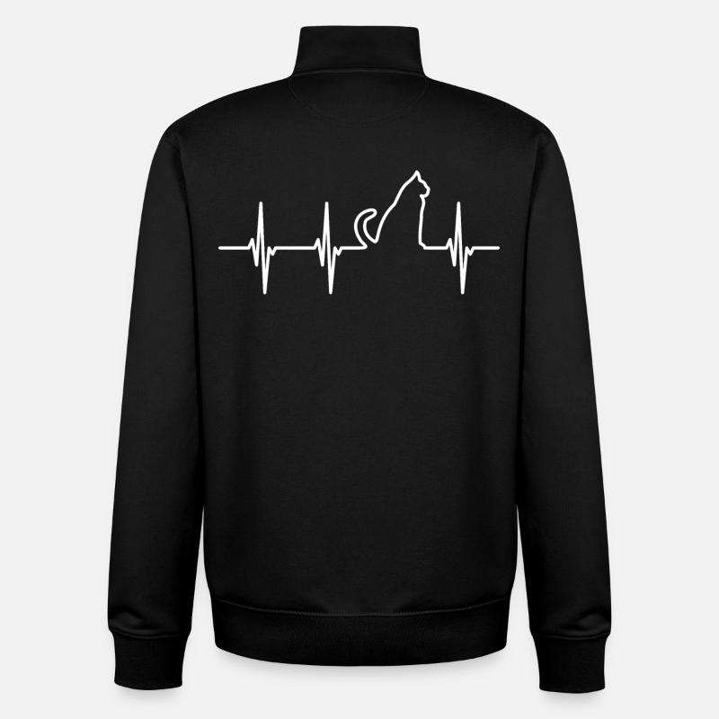 Cat Pulse Line - Unisex Organic Zip Sweatshirt by Stanley/Stella - black
