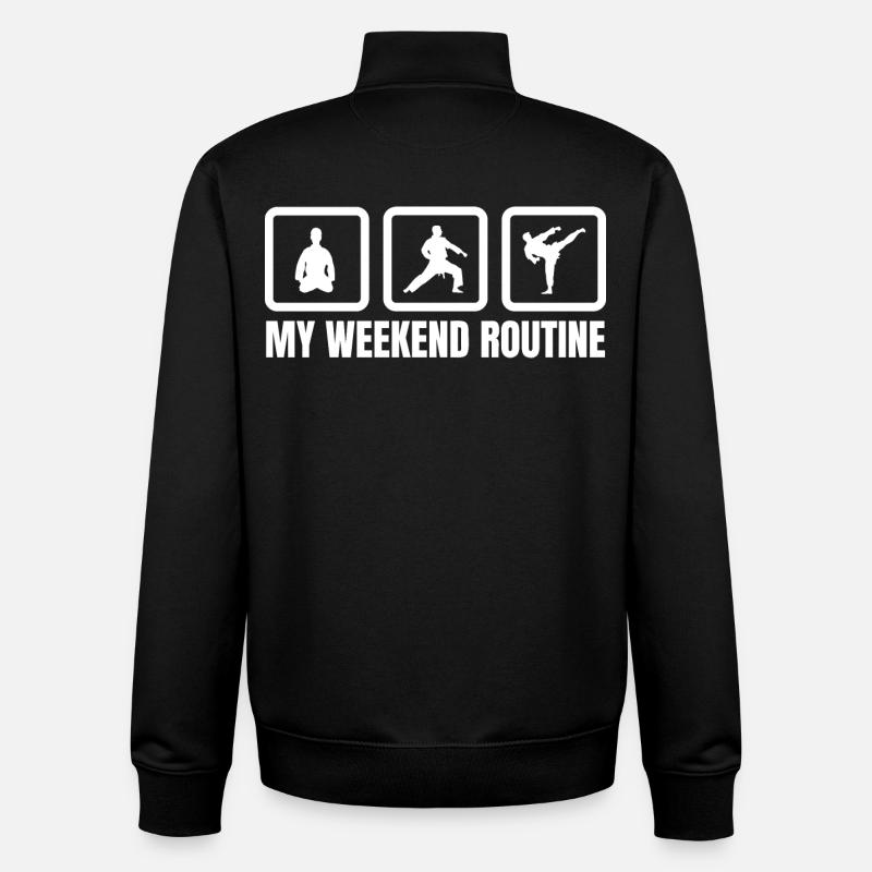 Week-end de karaté - Sweat zippé unisexe en coton bio Stanley/Stella - noir