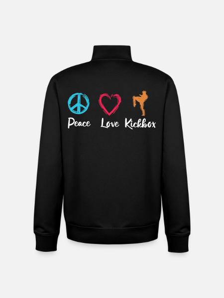 Peace Love Kickboxing - Unisex Organic Zip Sweatshirt by Stanley/Stella - black