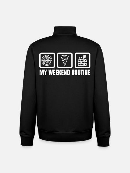 My Weekend Routine - Unisex Organic Zip Sweatshirt by Stanley/Stella - black