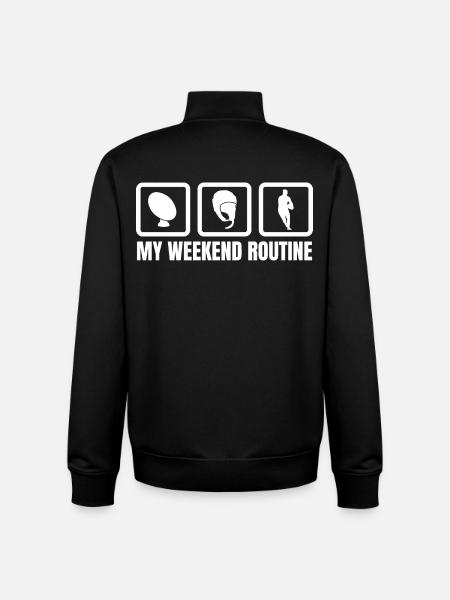 My Weekend Routine - Unisex Organic Zip Sweatshirt by Stanley/Stella - black