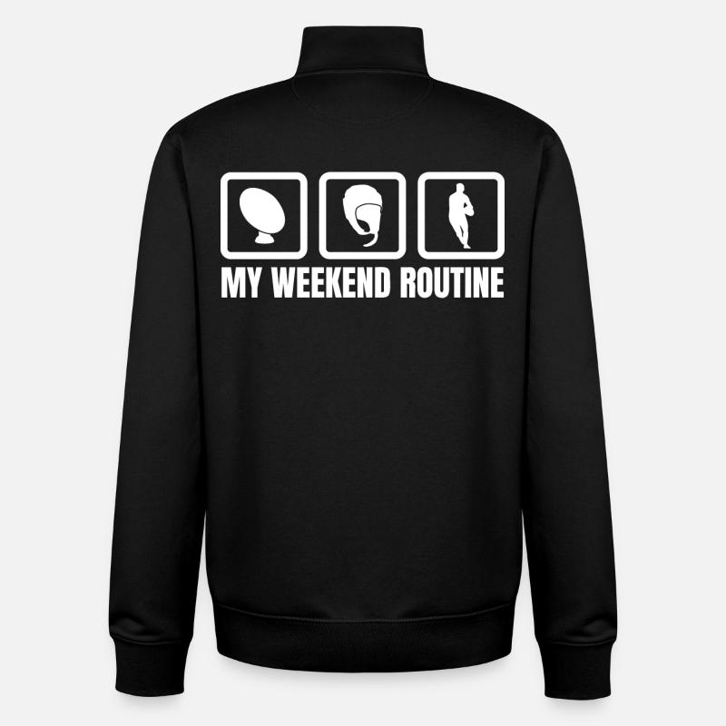 My Weekend Routine - Unisex Organic Zip Sweatshirt by Stanley/Stella - black