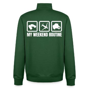 Airplane Lovers Weekend - Unisex Organic Zip Sweatshirt by Stanley/Stella - bottle green - Back - AI Model Male 185 dark (185cm)