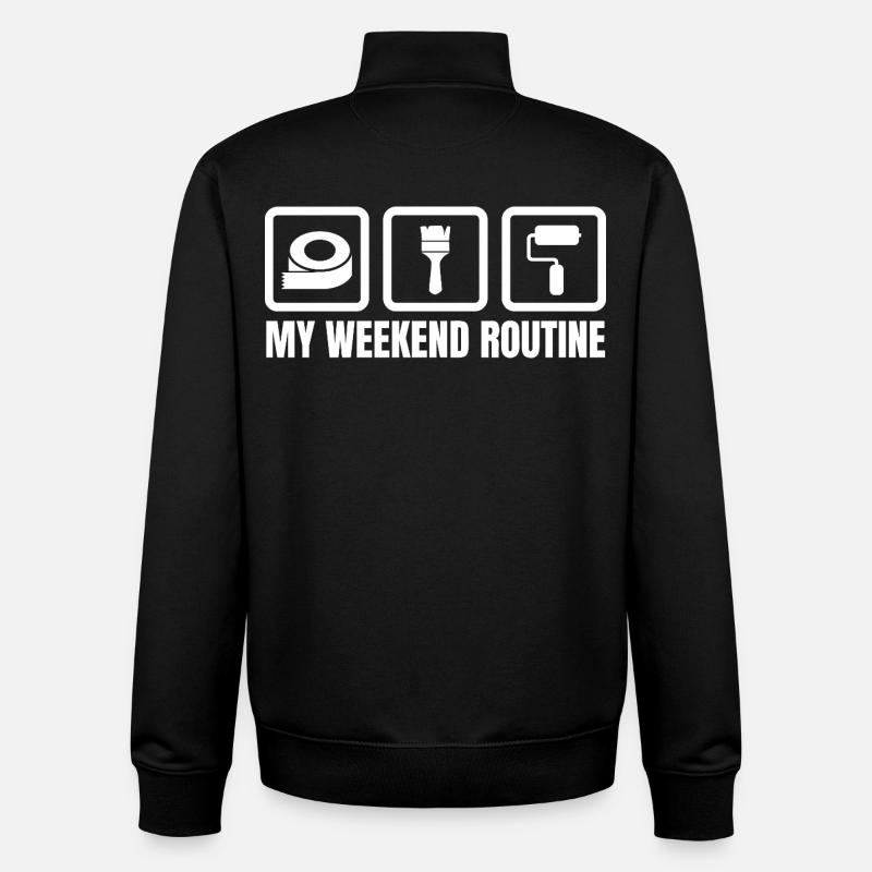 My Weekend Routine - Unisex Organic Zip Sweatshirt by Stanley/Stella - black