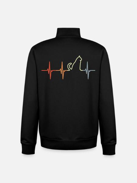 Cat Heartbeat Retro Look - Unisex Organic Zip Sweatshirt by Stanley/Stella - black
