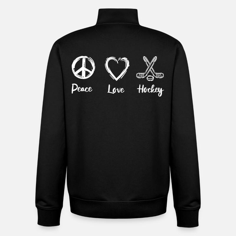Peace Love Hockey - Sweat zippé unisexe en coton bio Stanley/Stella - noir