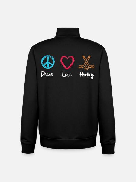 Peace Love Hockey - Unisex Organic Zip Sweatshirt by Stanley/Stella - black