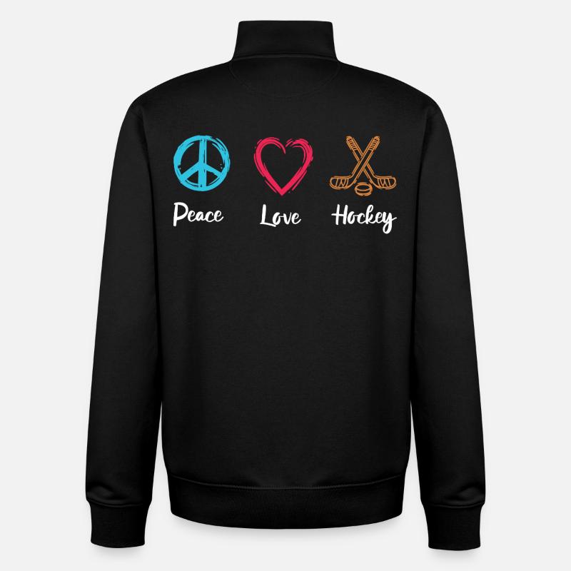 Frieden Liebe Eishockey - Unisex Organic Zip Sweatshirt von Stanley/Stella - Schwarz